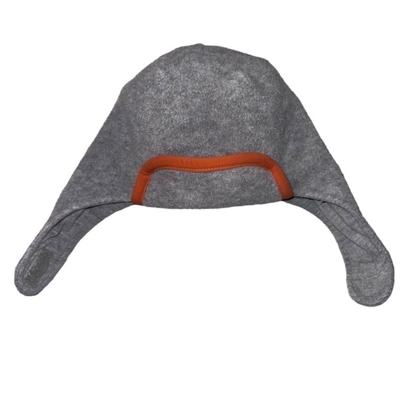 GYMBOREE Gray Fleece Trapper Winter Hat Boy Girl 18M-3T Orange Vintage Velcro - Picture 3 of 10